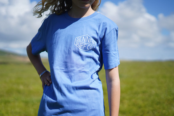 Sennen Surf Co. Kids T-shirt - Bright Blue W / White