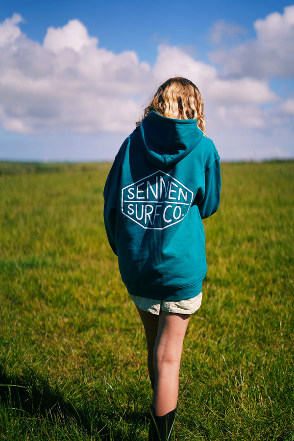 Sennen Surf Co. Kids Hoody - Jade W / White