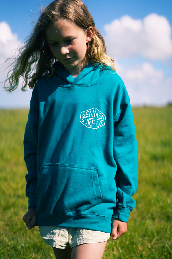 Sennen Surf Co. Kids Hoody - Jade W / White