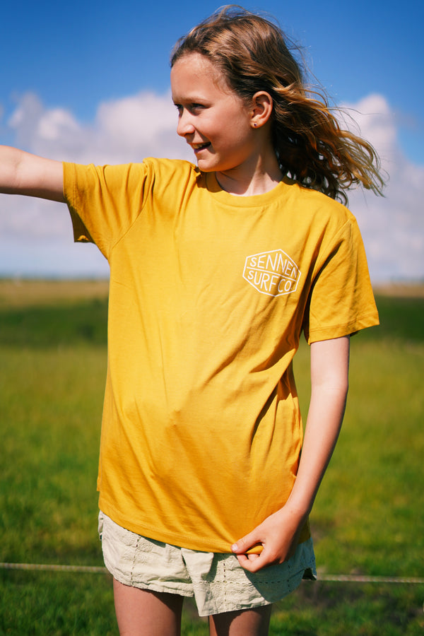 Sennen Surf Co. Kids T-shirt - Mustard W / White