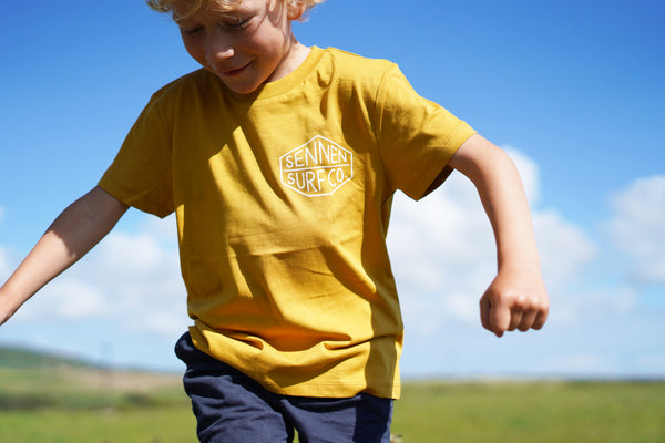 Sennen Surf Co. Kids T-shirt - Mustard W / White