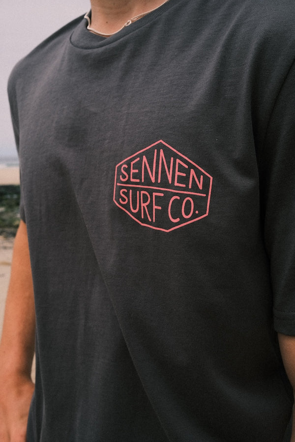 Sennen Surf Co. T-Shirt - Slate Grey W/Pink