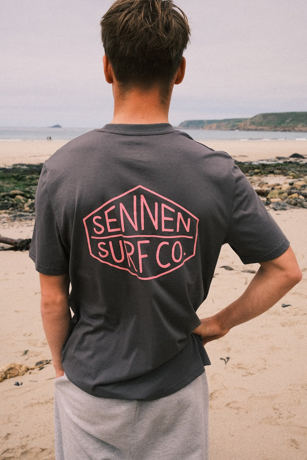 Sennen Surf Co. T-Shirt - Slate Grey W/Pink