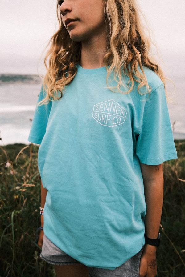 Sennen Surf Co. Kids T-Shirt - Pool Blue w/White