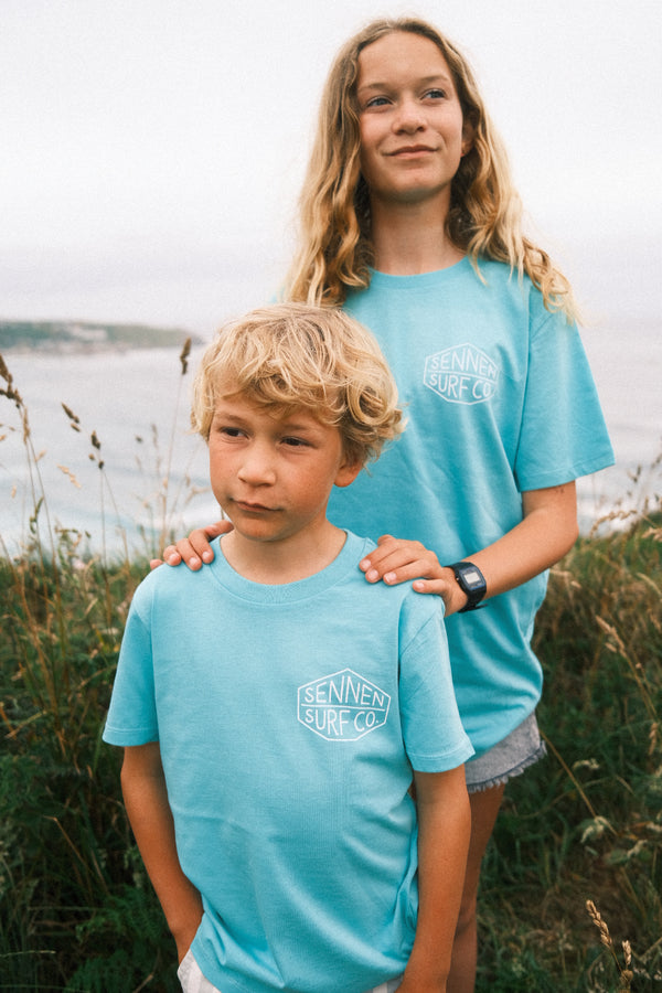 Sennen Surf Co. Kids T-Shirt - Pool Blue w/White