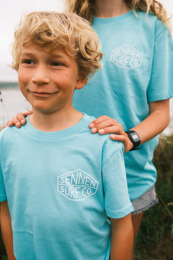 Sennen Surf Co. Kids T-Shirt - Pool Blue w/White