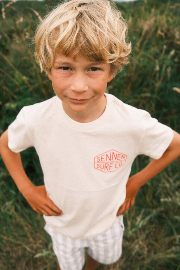 Sennen Surf Co. Kids T-Shirt - Natural Raw w/Red