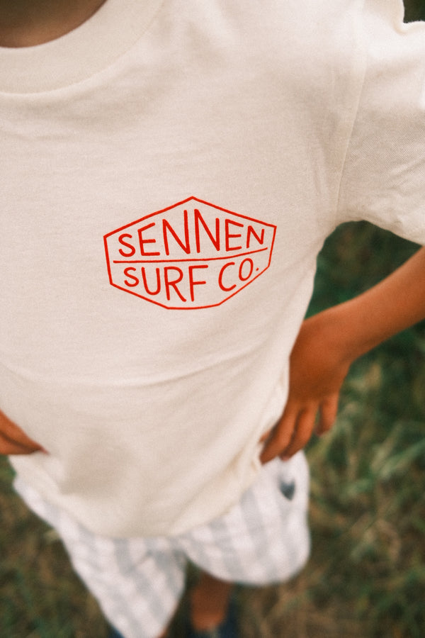 Sennen Surf Co. Kids T-Shirt - Natural Raw w/Red