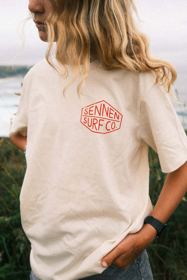 Sennen Surf Co. Kids T-Shirt - Natural Raw w/Red