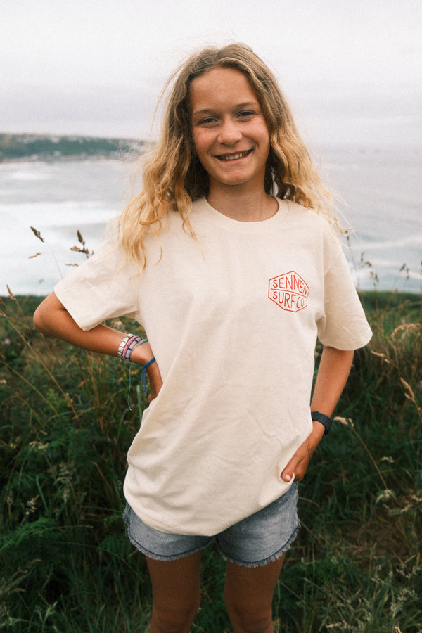 Sennen Surf Co. Kids T-Shirt - Natural Raw w/Red