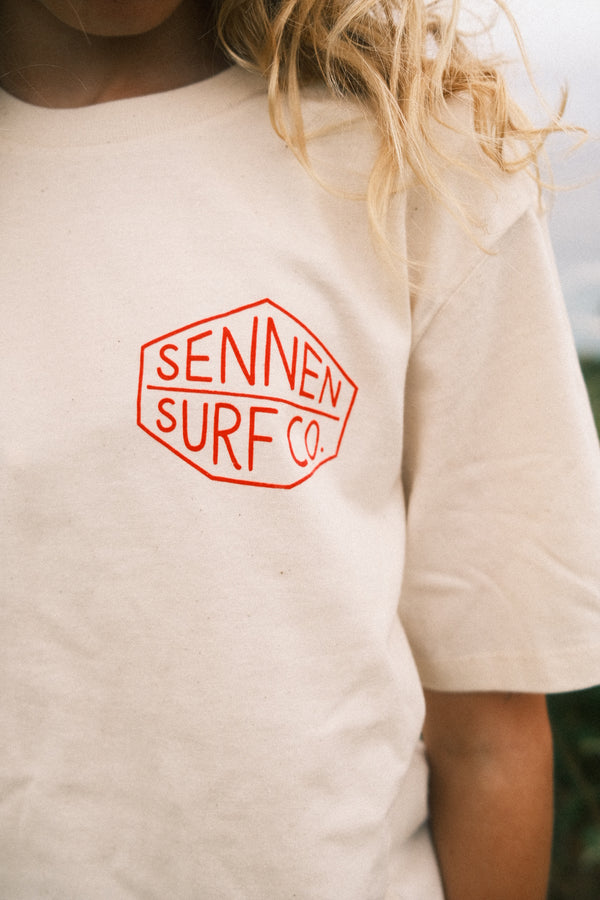 Sennen Surf Co. Kids T-Shirt - Natural Raw w/Red